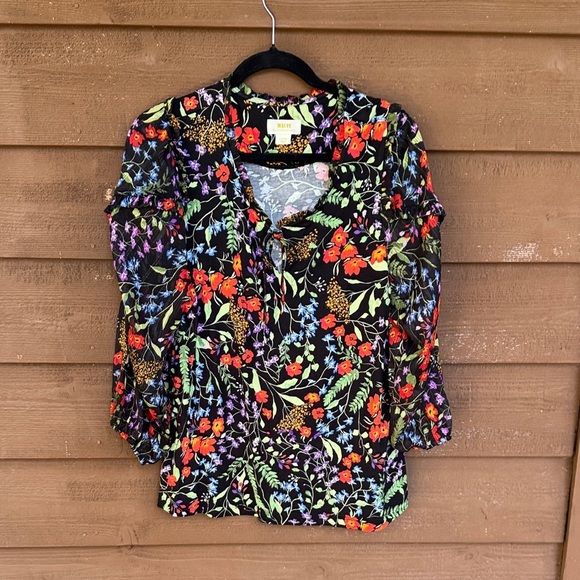 Anthropologie Tops - Anthropologie Maeve Black Floral Top
